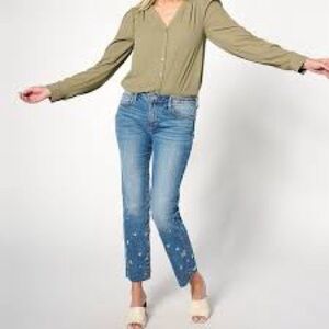 Driftwood Colette Embroidered Crop Straight Jean in the Prairie size 26